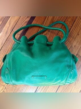 Vintage Cole Haan Green Pebbled Leather Shoulder Bag.